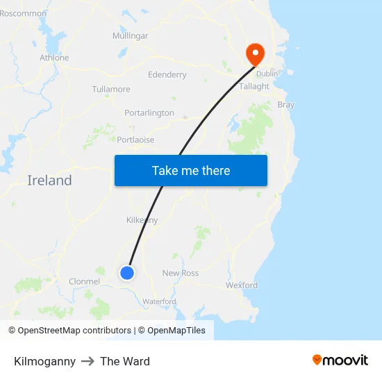 Kilmoganny to The Ward map