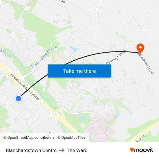 Blanchardstown Centre to The Ward map