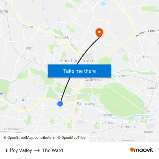 Liffey Valley to The Ward map