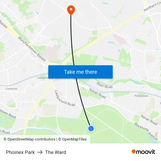 Phoinex Park to The Ward map