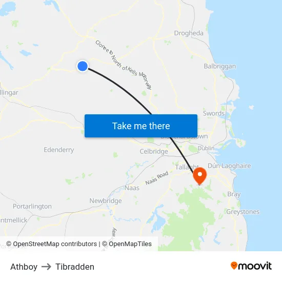 Athboy to Tibradden map