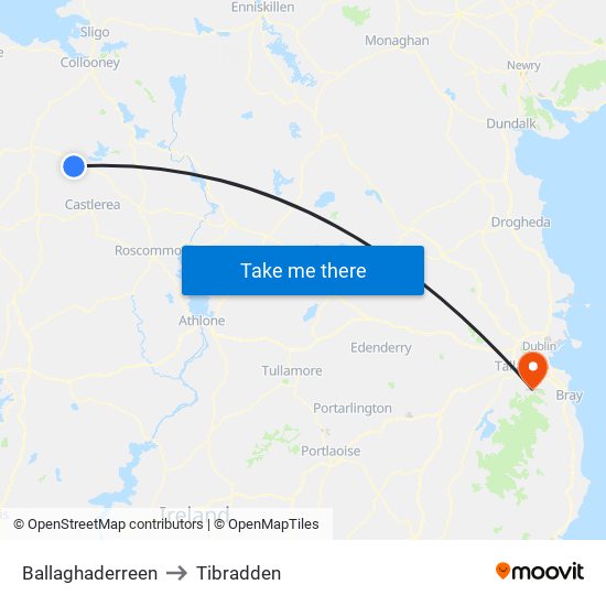 Ballaghaderreen to Tibradden map