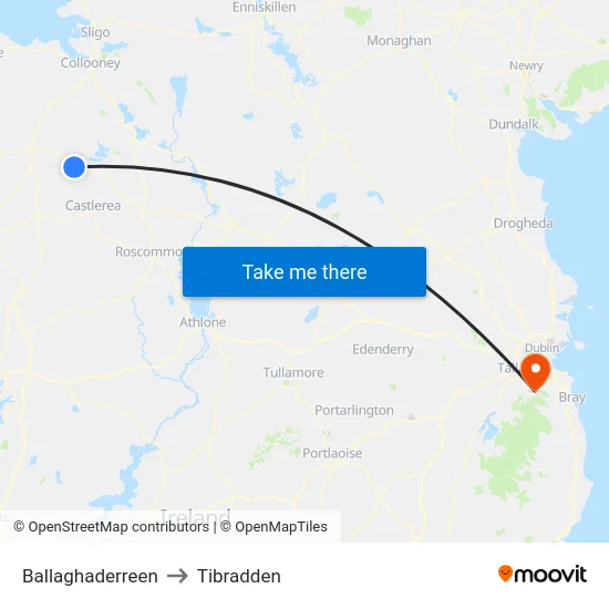 Ballaghaderreen to Tibradden map