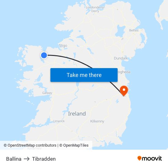 Ballina to Tibradden map