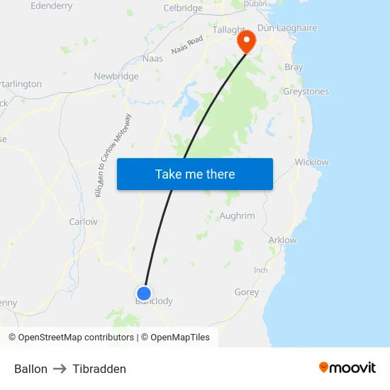 Ballon to Tibradden map