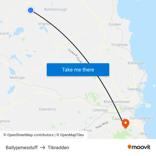 Ballyjamesduff to Tibradden map