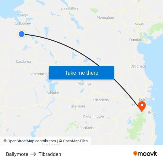 Ballymote to Tibradden map