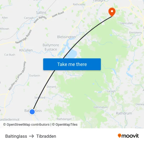 Baltinglass to Tibradden map