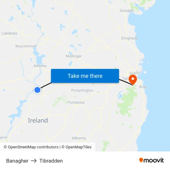 Banagher to Tibradden map