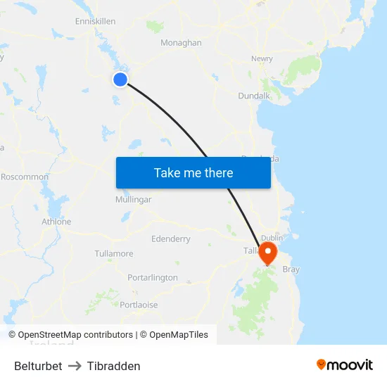 Belturbet to Tibradden map