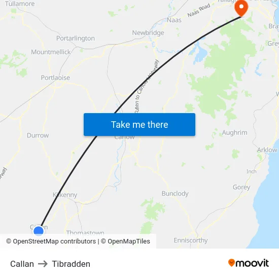 Callan to Tibradden map