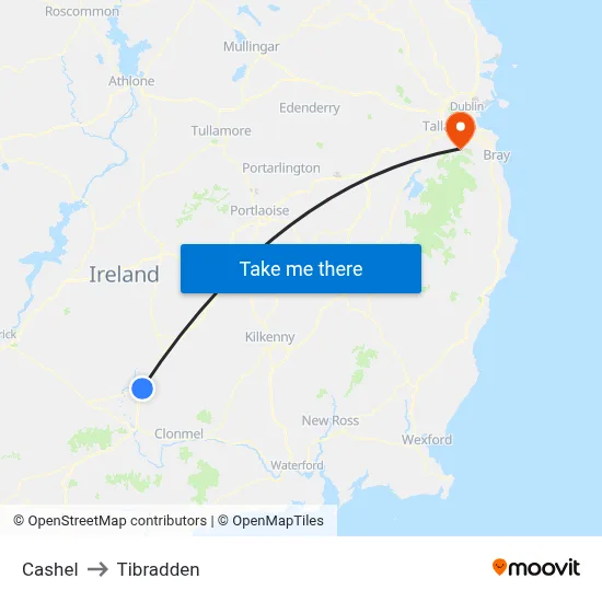 Cashel to Tibradden map