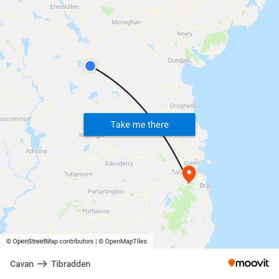 Cavan to Tibradden map