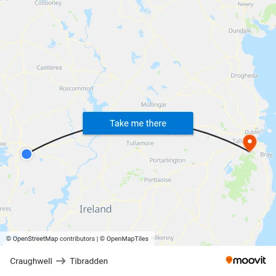 Craughwell to Tibradden map