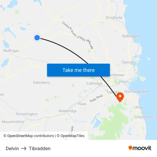 Delvin to Tibradden map