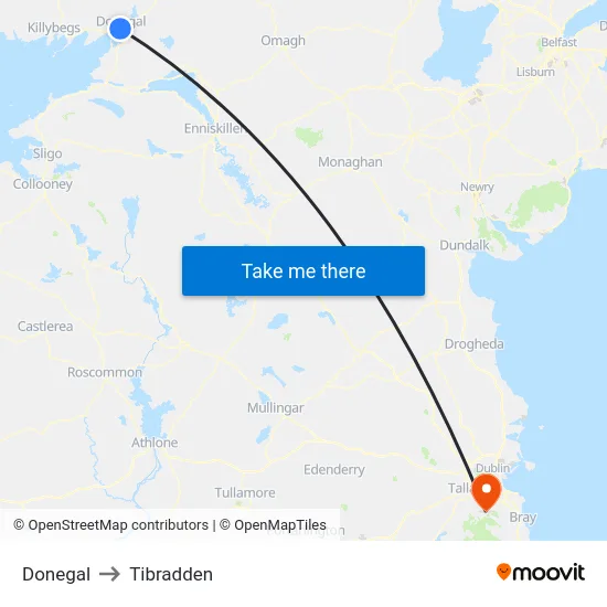 Donegal to Tibradden map