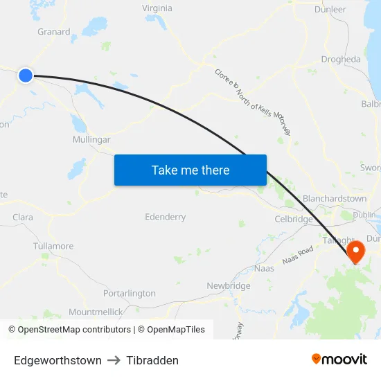 Edgeworthstown to Tibradden map