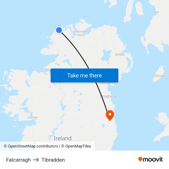 Falcarragh to Tibradden map