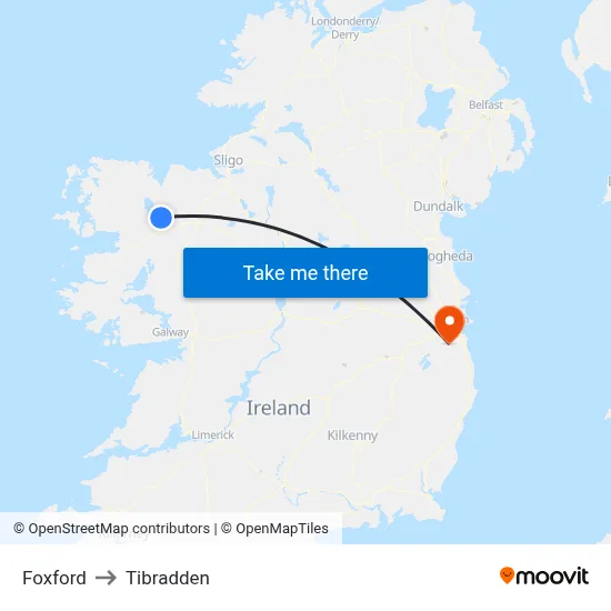 Foxford to Tibradden map