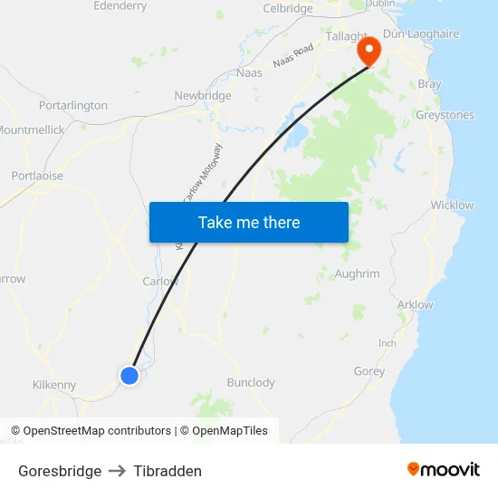 Goresbridge to Tibradden map