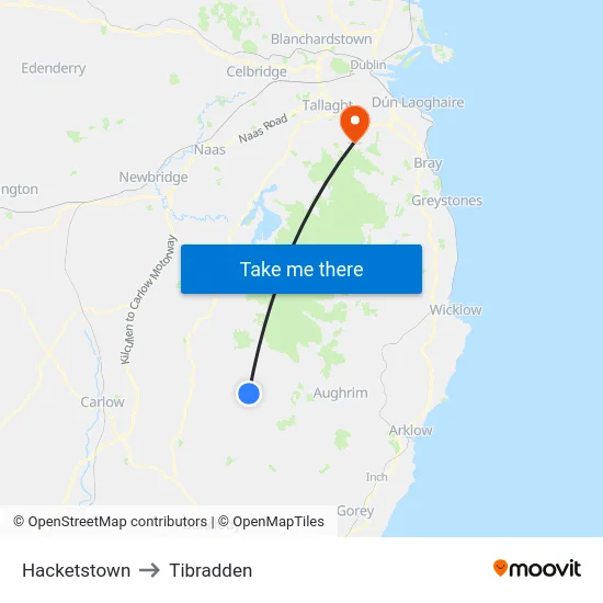 Hacketstown to Tibradden map