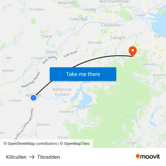Killcullen to Tibradden map