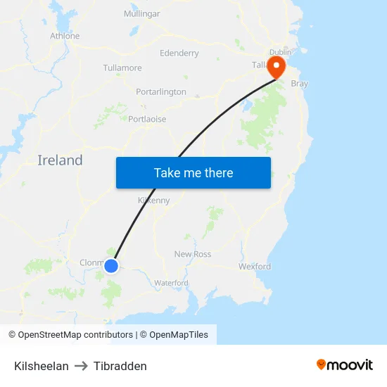 Kilsheelan to Tibradden map