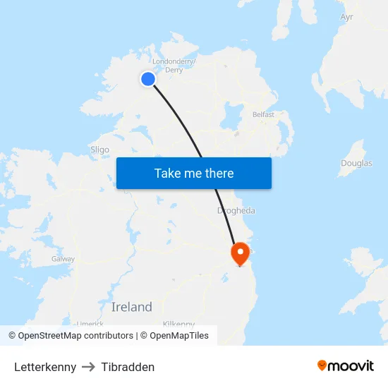 Letterkenny to Tibradden map