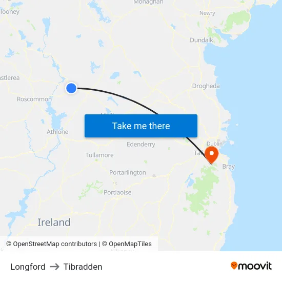 Longford to Tibradden map