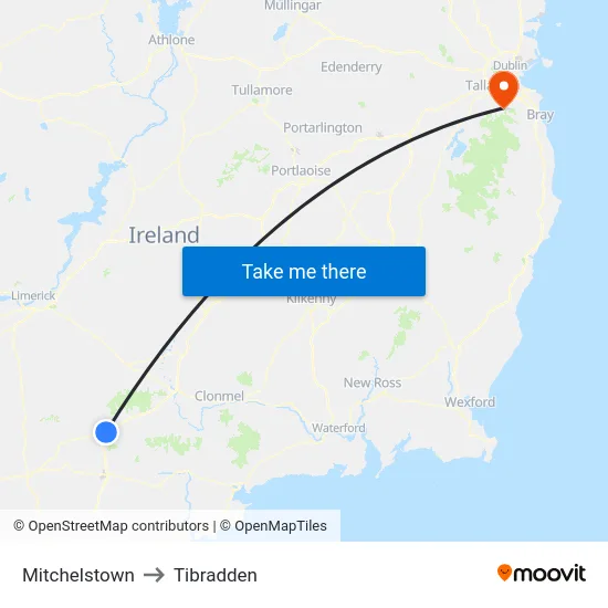 Mitchelstown to Tibradden map