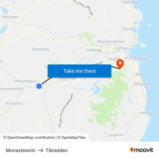 Monasterevin to Tibradden map