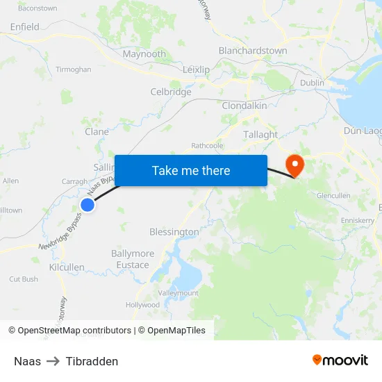 Naas to Tibradden map