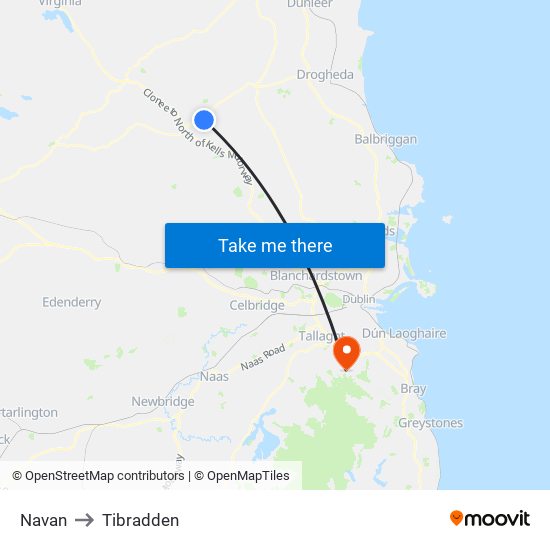 Navan to Tibradden map