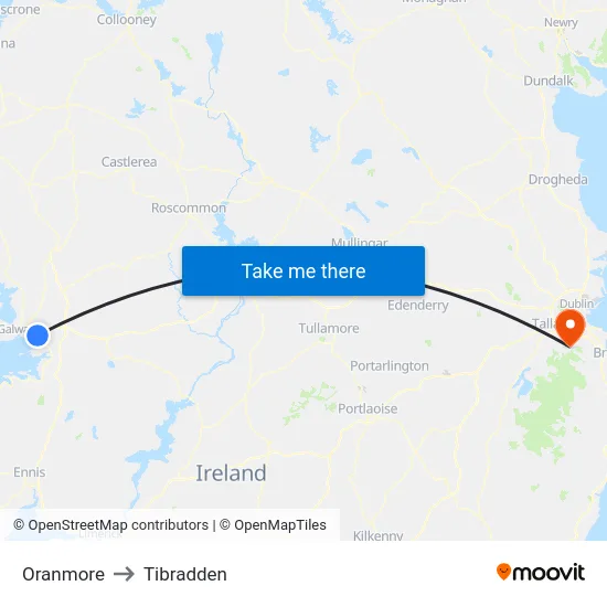Oranmore to Tibradden map