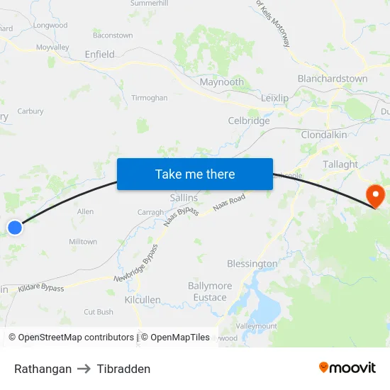 Rathangan to Tibradden map