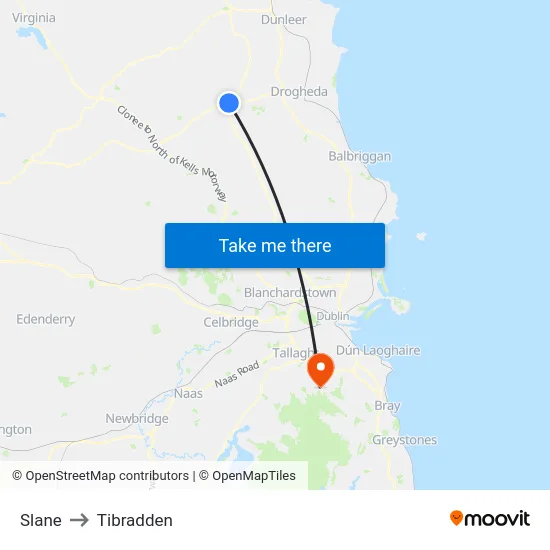 Slane to Tibradden map