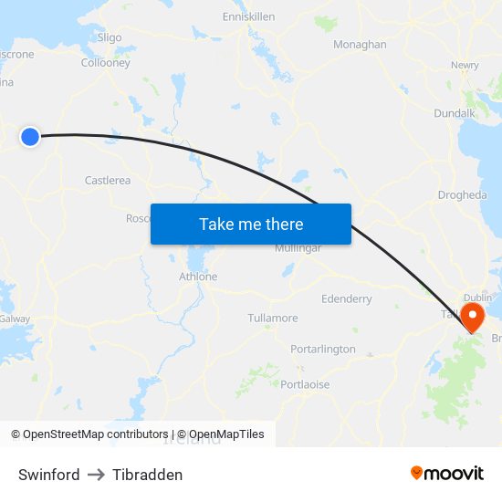 Swinford to Tibradden map