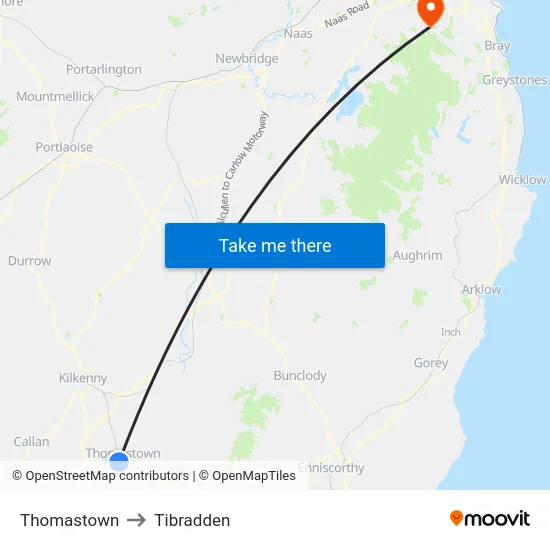 Thomastown to Tibradden map
