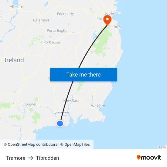 Tramore to Tibradden map