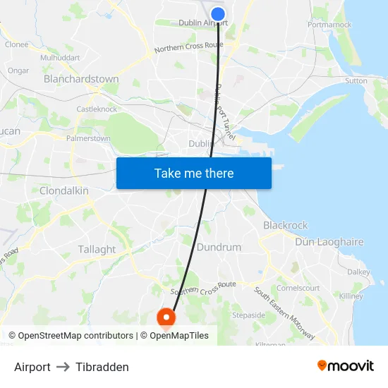 Airport to Tibradden map