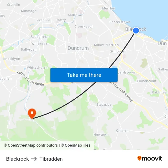 Blackrock to Tibradden map