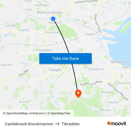 Castleknock-Knockmaroon to Tibradden map