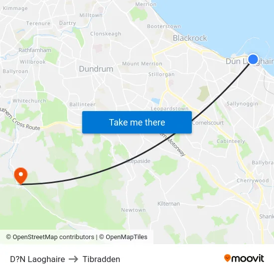 D?N Laoghaire to Tibradden map