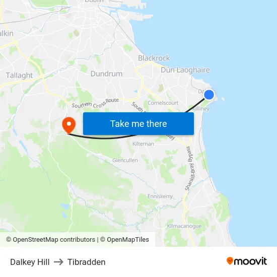 Dalkey Hill to Tibradden map