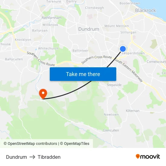 Dundrum to Tibradden map