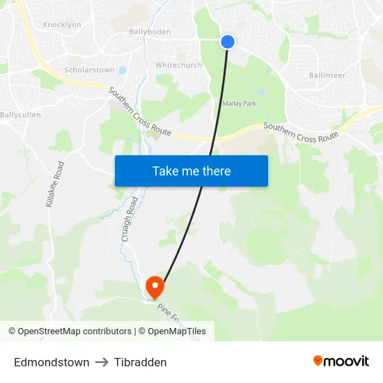 Edmondstown to Tibradden map