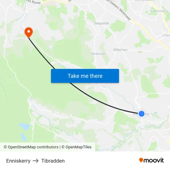 Enniskerry to Tibradden map