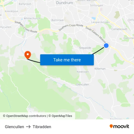 Glencullen to Tibradden map