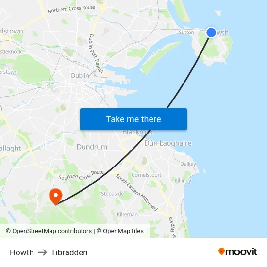Howth to Tibradden map