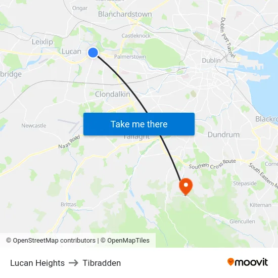 Lucan Heights to Tibradden map